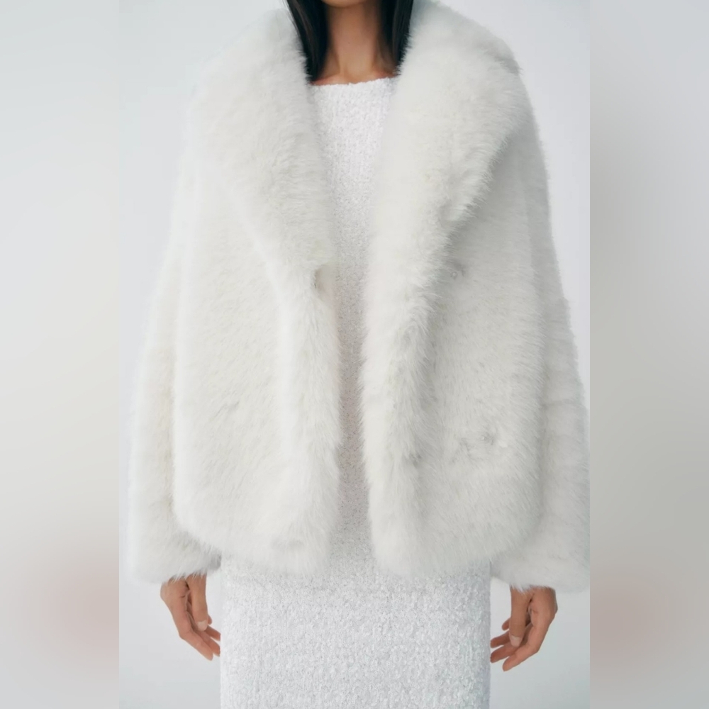 New Zara FAUX FUR JACKET ZW COLLECTION - Picture 12 of 13